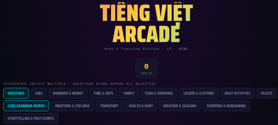 Language learning arcade